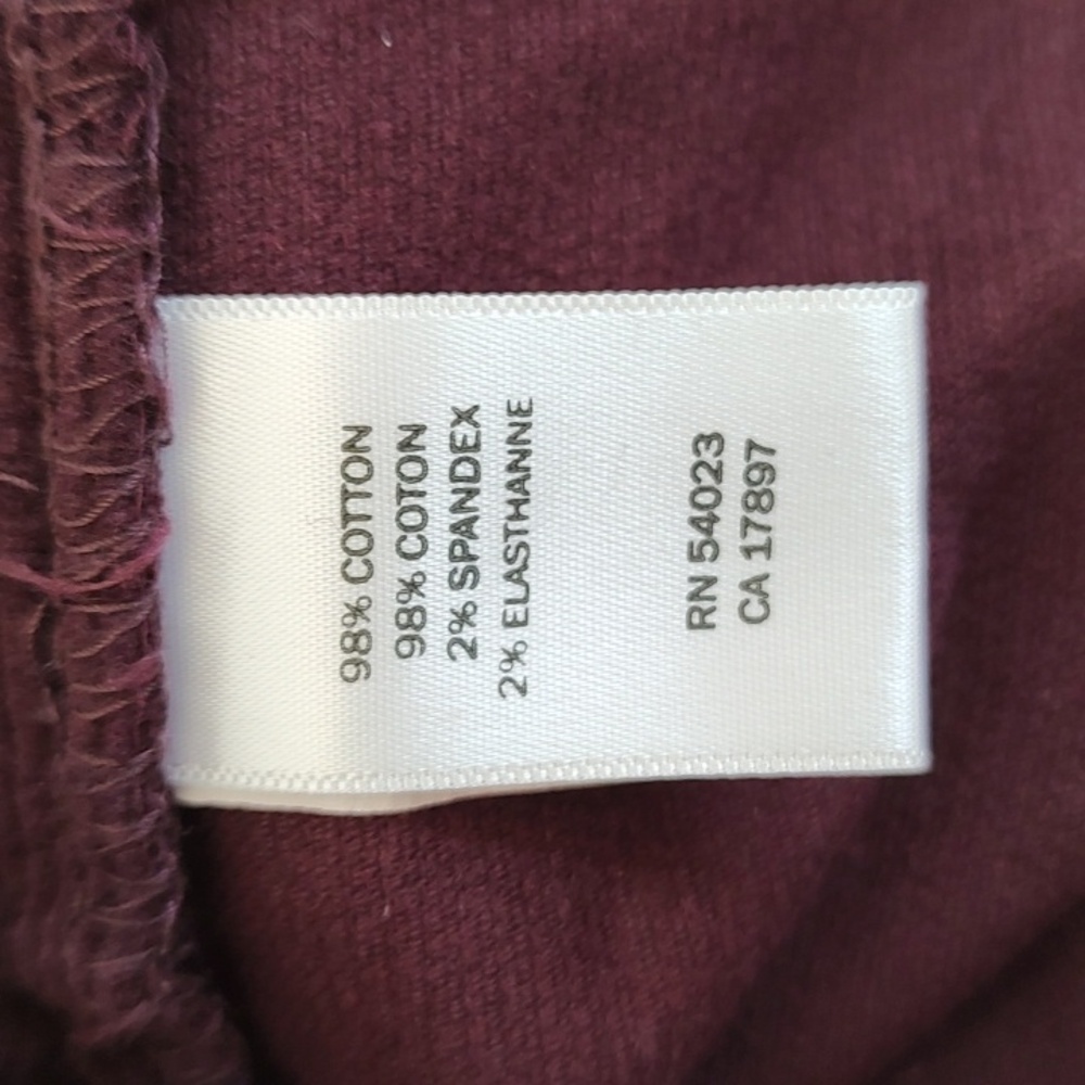 Banana Republic Dark Wine Red Corduroy Flared Trousers/ Size 8 - Picture 8 of 8